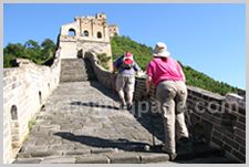 Walkers climbing steps on the Great Wall