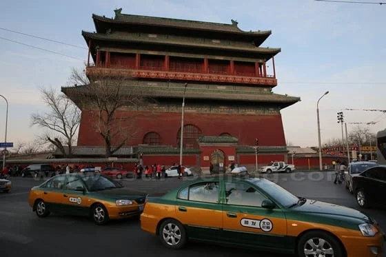 Beijing Drum Tower above the surrounding street